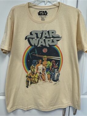 Star Wars Retro Graphic T Shirt A New Hope Adult Size Large Color Cream *Flaw